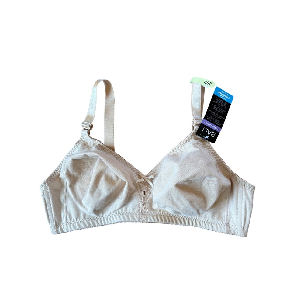 Bali Classic Support Wireless Bra Beige Cool Comfort Cotton DF3036 40B